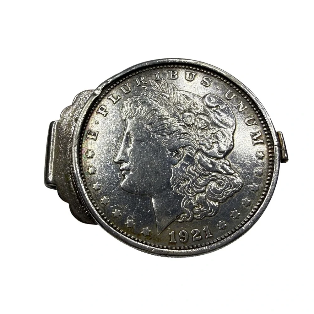 Vintage Anson Sterling Silver 1921 Morgan Dollar Coin Money Clip